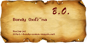 Bondy Oxána névjegykártya